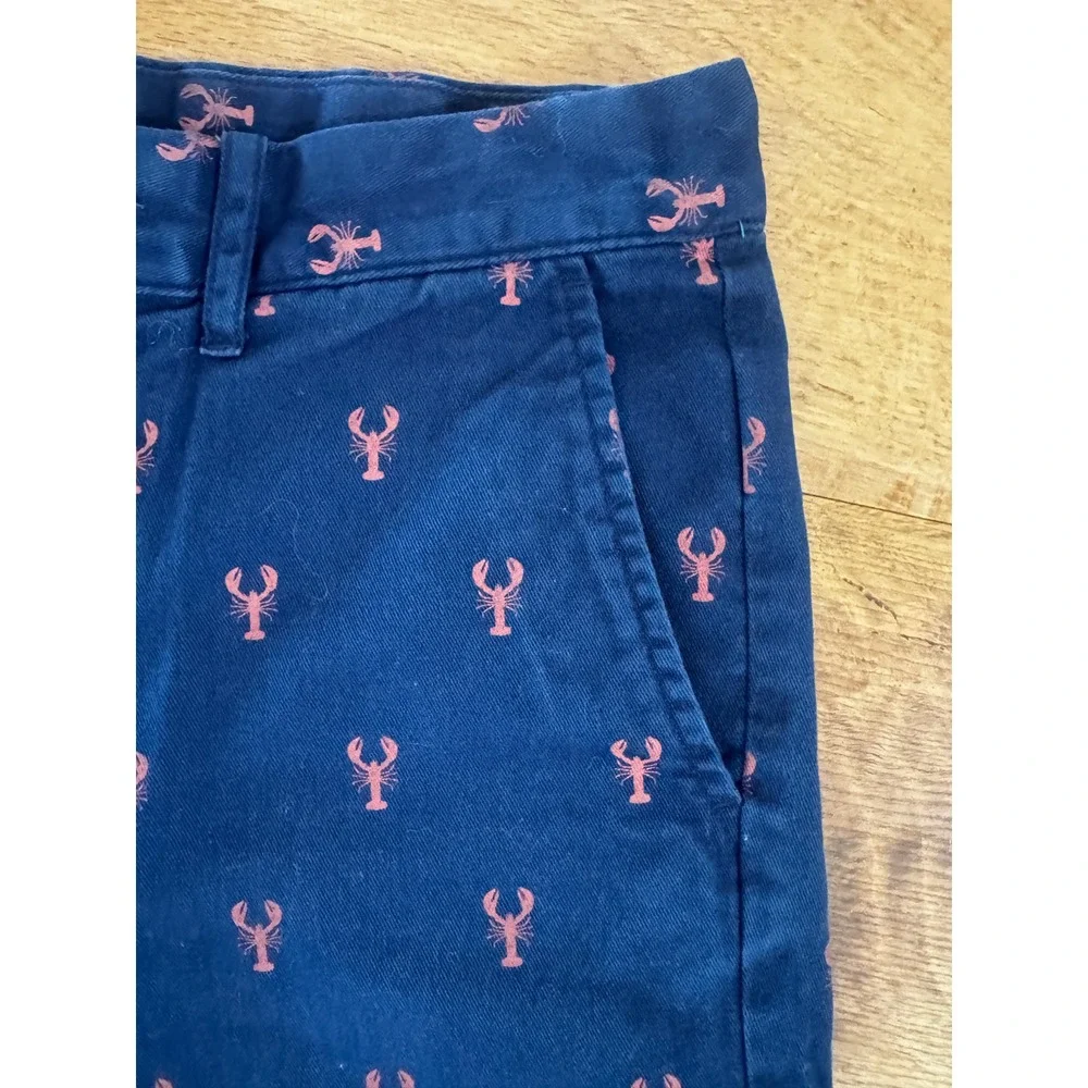 Crewcuts J.Crew Boys Navy Blue Lobster Print Chino Shorts Size 8 Nautical Preppy